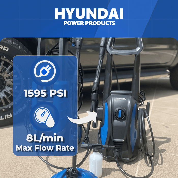 Hyundai 1595 PSI Electric Pressure Washer – 1500W, Patio Cleaner, Turbo Nozzle (HY-VCL70PC)