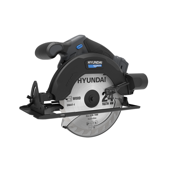 Hyundai 20V Cordless Circular Saw – 165mm Blade, Bevel Cuts, Dust Port – SKIN ONLY (CS20S-165)