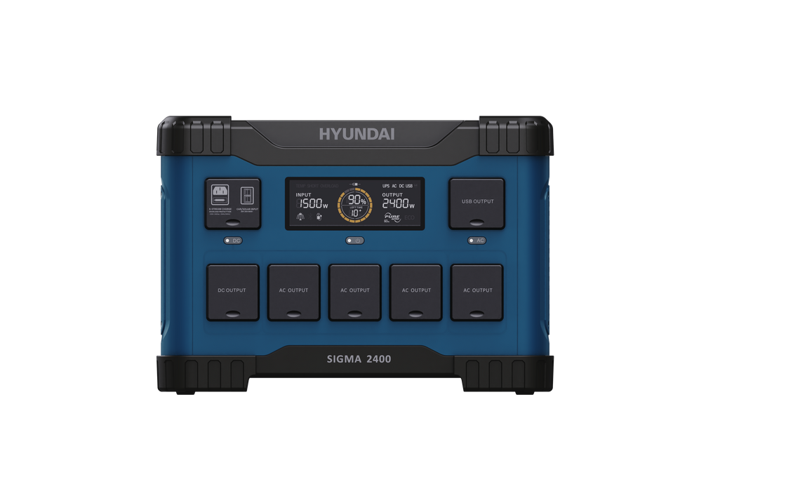Hyundai 2400W Lithium Power Station – 2150Wh, LiFePO4, Solar/Car/USB Charging (HYPS2400)