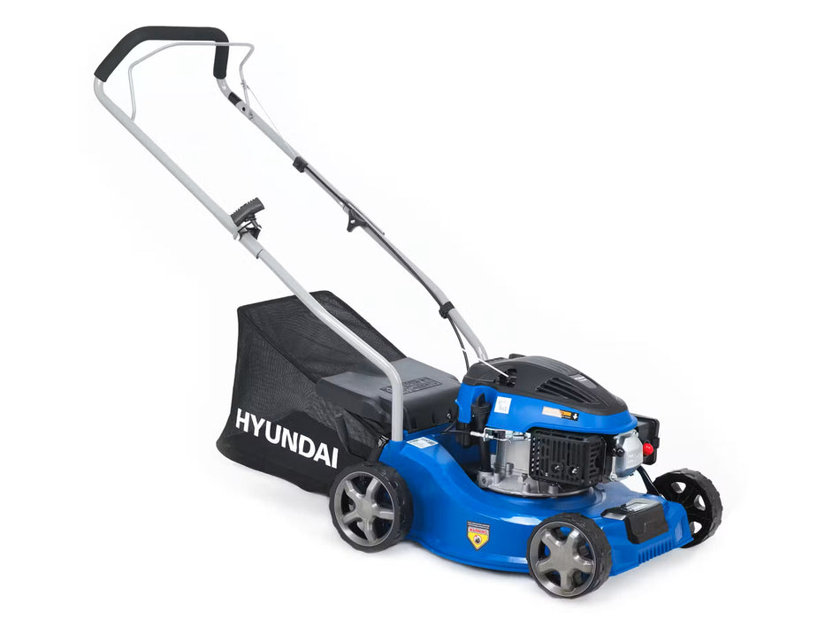 Hyundai 16" Petrol Lawn Mower – Push, 79cc OHV Engine, 6 Cutting Heights, 30L Grass Collector, Easy Start (HYM400)