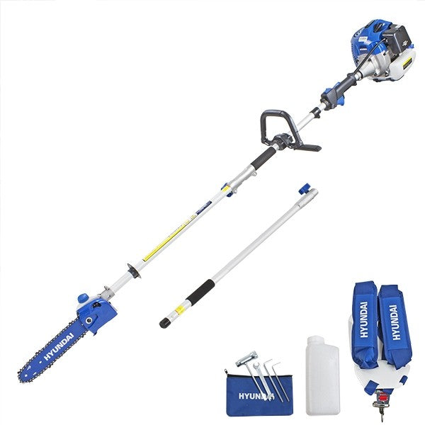 Hyundai 33cc Petrol Pole Chainsaw – 10" Bar, Easy Start, Triple Shaft, 2-Stroke Engine (HYPS3300)