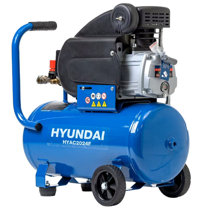 Hyundai 2HP 24L Portable Air Compressor – Direct Drive, Twin Outlet, 7.07CFM, Oil-Lubricated (HYAC2024F)