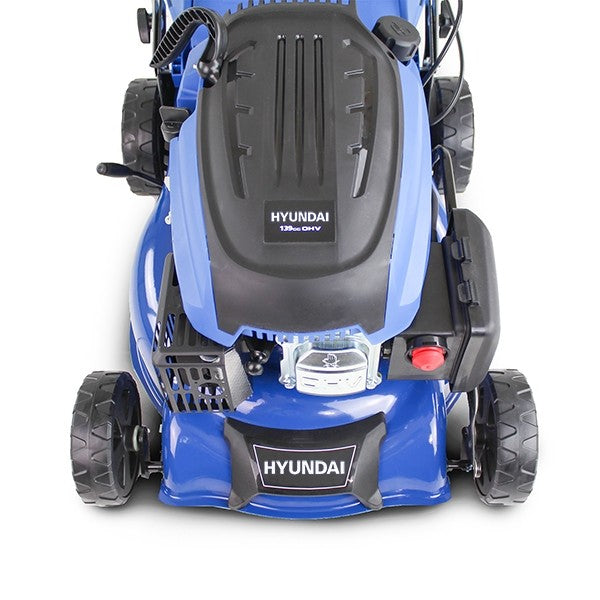 Hyundai 17" Petrol Lawn Mower Push - 145cc Engine, 6 Cutting Heights, Mulching, Compact Foldable Design (HYM42P-B)