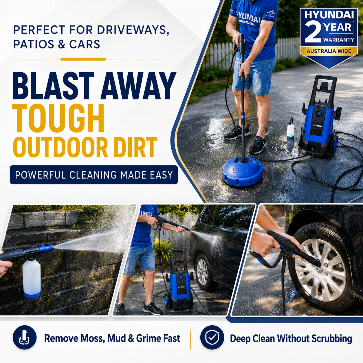 3500 PSI Petrol Pressure Washer Australia – Hyundai HY3200H Heavy-Duty Power