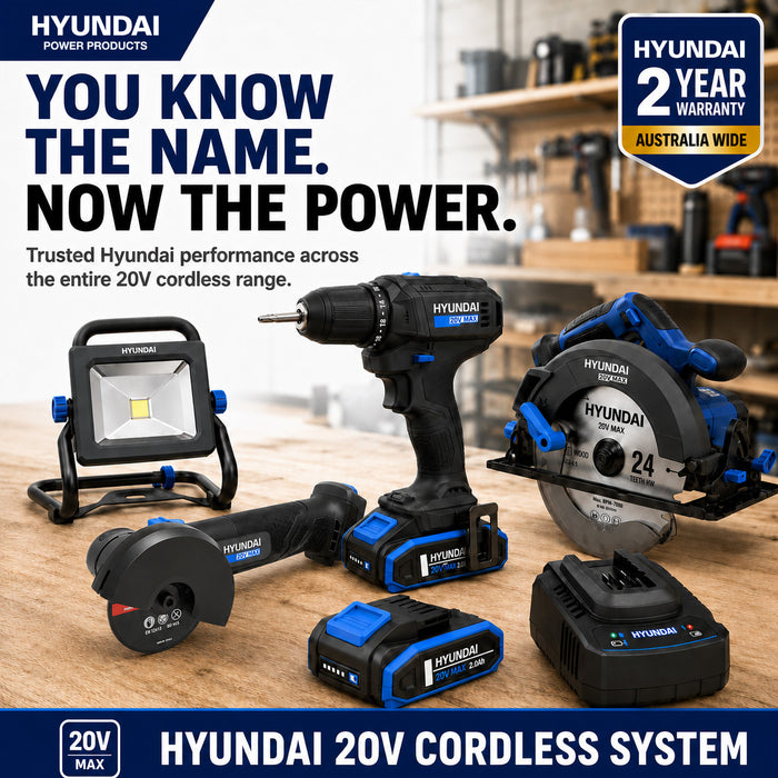 Hyundai 20V Orbital Polisher Full Kit - Random Orbital Buffer Polisher + 2.0Ah Battery & Fast Charger - Car Detailing Kit