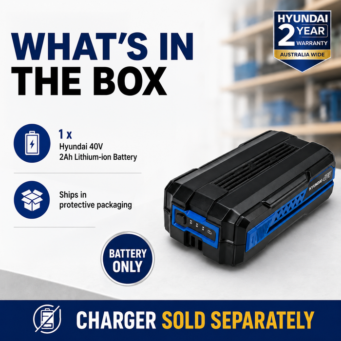Hyundai 40V Lithium 2Ah Battery – Rechargeable Power Pack for Hyundai 40V Garden Tools