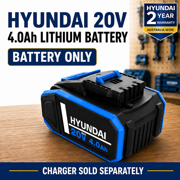 Hyundai 20V 4Ah Lithium-Ion Battery - for Hyundai 20V Cordless Power Tools- Lightweight, Reliable & Compatible