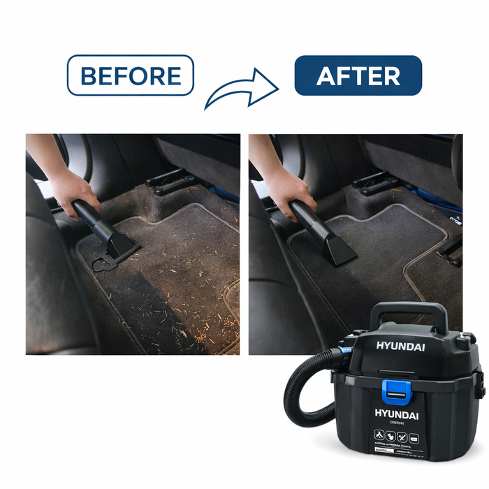 Hyundai 20V Wet & Dry Vacuum Kit – 10L Powerful Suction Car, Garage & Workshop Cleaning