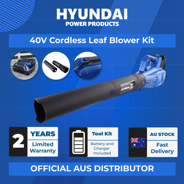 Hyundai 40V Cordless Leaf Blower Kit – Variable Speed, 2.5Ah Battery & Charger (HYB40LI)
