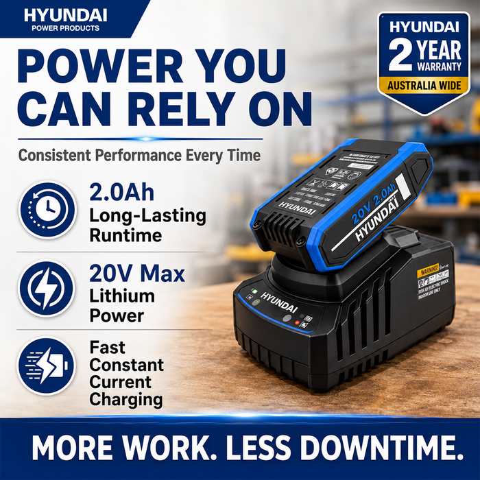 Hyundai 20V Cordless Workshop & Camping Blower + 2.0Ah Battery & Fast Charger