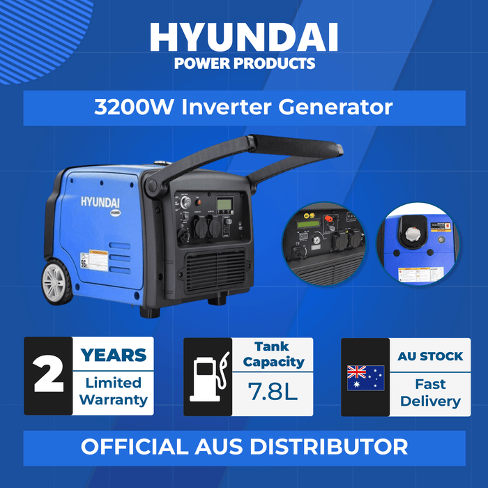 Hyundai 3200W Inverter Generator – Remote Start, Quiet & Portable Power for Camping & Caravans (HY3200SEi)