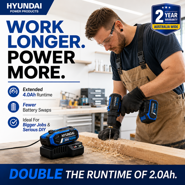 Hyundai 20V 4Ah Lithium-Ion Battery - for Hyundai 20V Cordless Power Tools- Lightweight, Reliable & Compatible