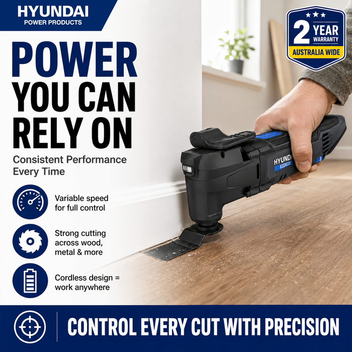 Hyundai 20V Cordless Multi Cutter – Oscillating Tool for Cutting, Scraping, Sanding – Skin Only