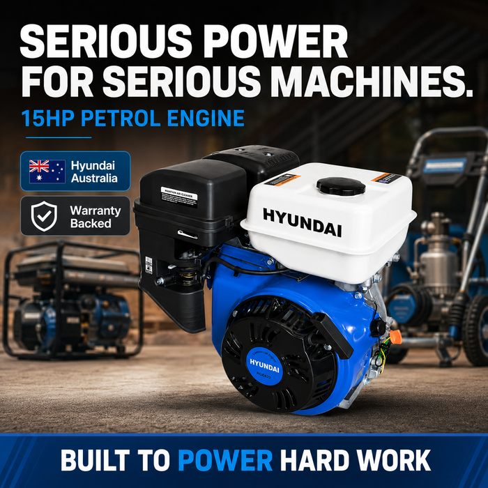Hyundai 15HP Petrol Engine for Generators, Pressure Washers, Water Pumps, Tillers and More