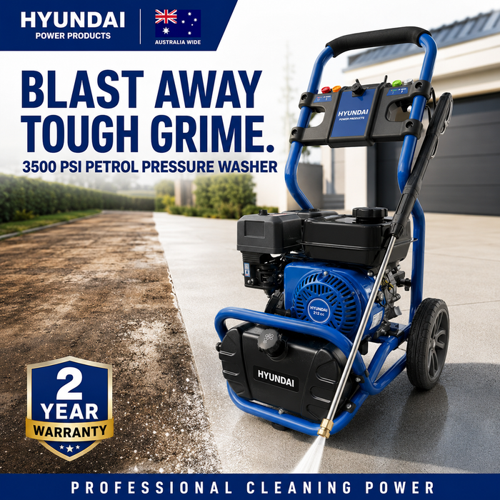 Hyundai 3500 PSI Petrol Pressure Washer – 212cc Engine, 3200W, 6m Hose