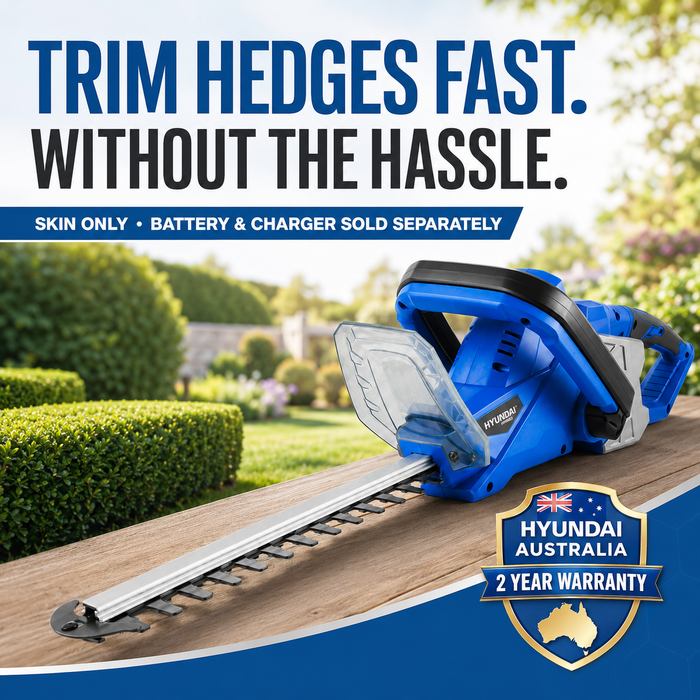 Hyundai 40V Cordless Hedge Trimmer – 520mm Blade, Brushless Motor - Skin Only