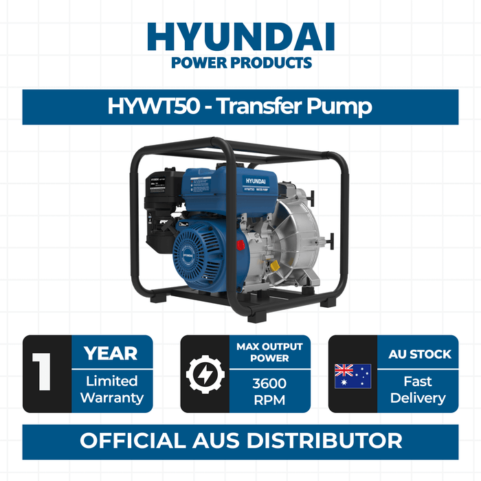 Hyundai  2″ Petrol Water & Trash Transfer Pump - HYWT50