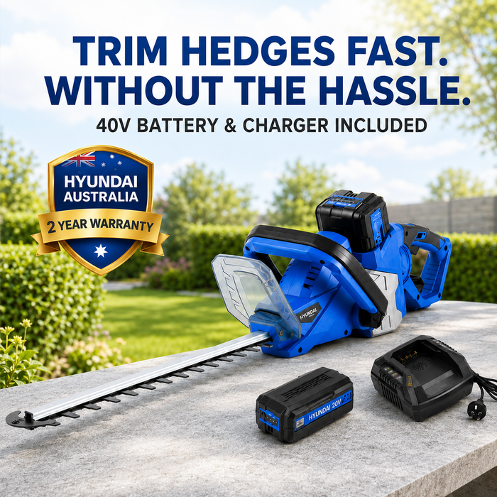 Hyundai 40V Cordless Hedge Trimmer Kit – 520mm Blade, Battery & Charger Included