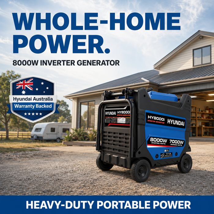 Hyundai 8000W Inverter Generator — Heavy-Duty Portable Power, Anywhere