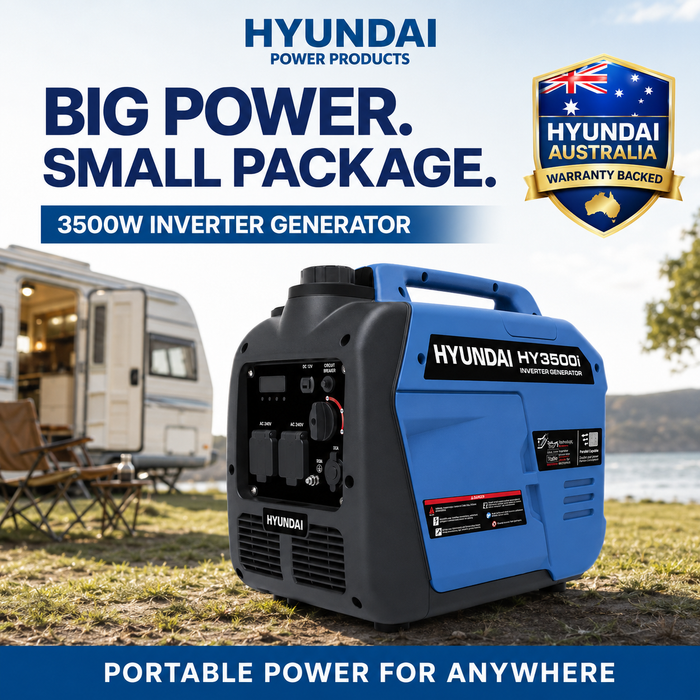 Hyundai 3500W Inverter Generator - Portable, quiet, backup for camping, jobsites or home
