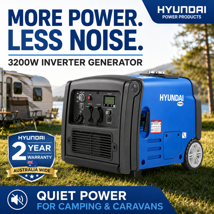 Hyundai 3200W Inverter Generator – Remote Start, Quiet & Portable Power for Camping & Caravans