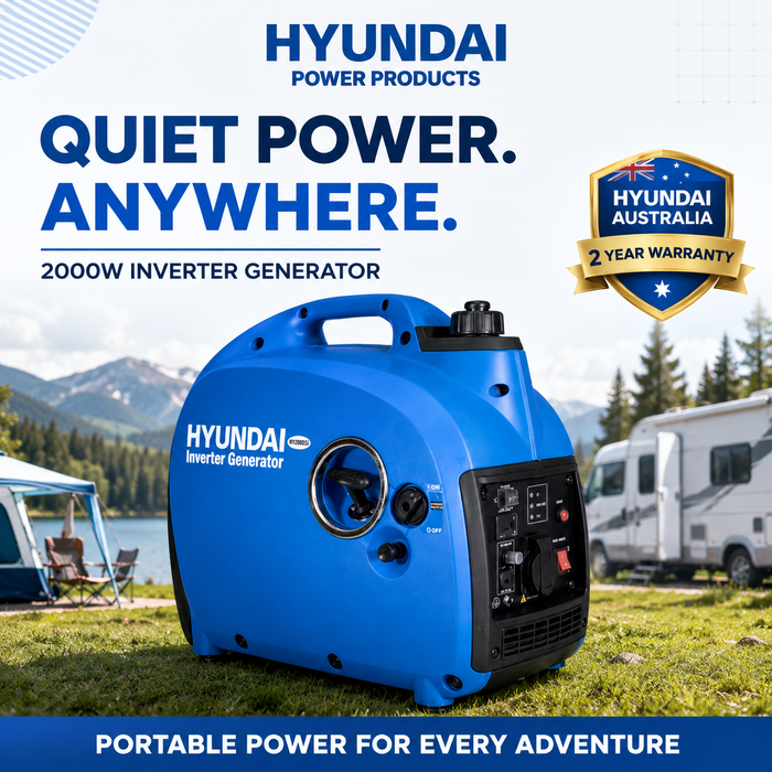 Hyundai 2000W Inverter Generator – Quiet, Portable Power for Camping & Home Backup