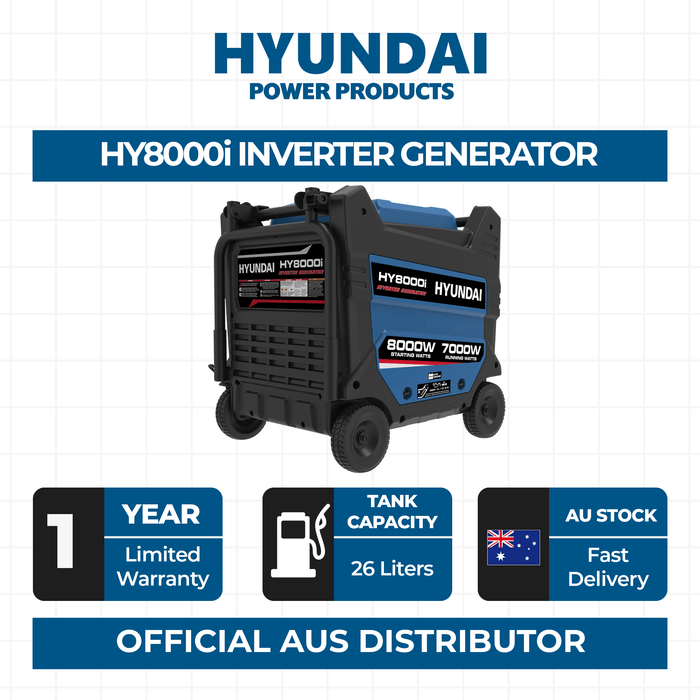 Hyundai 10 kVA Portable Inverter Generator — Heavy-Duty Portable Power, Anywhere - HY8000i