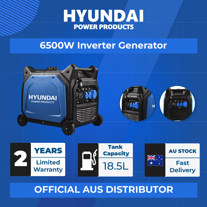 Hyundai 6500W Inverter Generator – Remote & Auto Start, Quiet Power for Off-Grid, Backup & Trades (HY6500SEi)