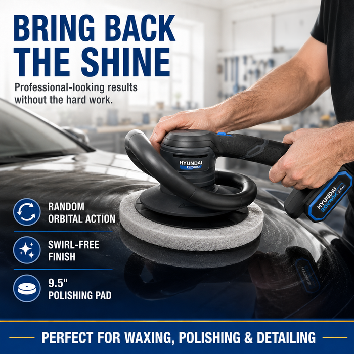 Hyundai 20V Cordless Random Orbital Buffer Polisher – 9.5" | Lightweight Design | Brushed Motor – Skin Only