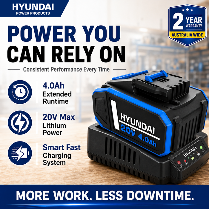 Hyundai 20V 4Ah Lithium-Ion Battery - for Hyundai 20V Cordless Power Tools- Lightweight, Reliable & Compatible