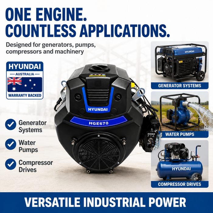 Hyundai 23HP Petrol Engine for Generators, Water pumps, Compressor drives or Industrial machinery