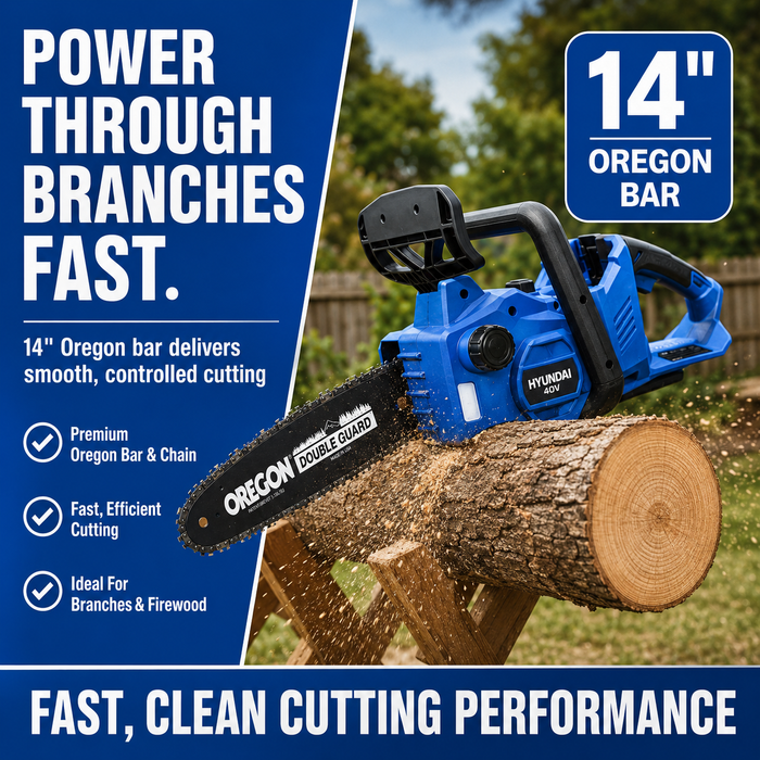 Hyundai 40V Battery Chain Saw - Cordless 14" Oregon Bar - Skin Only
