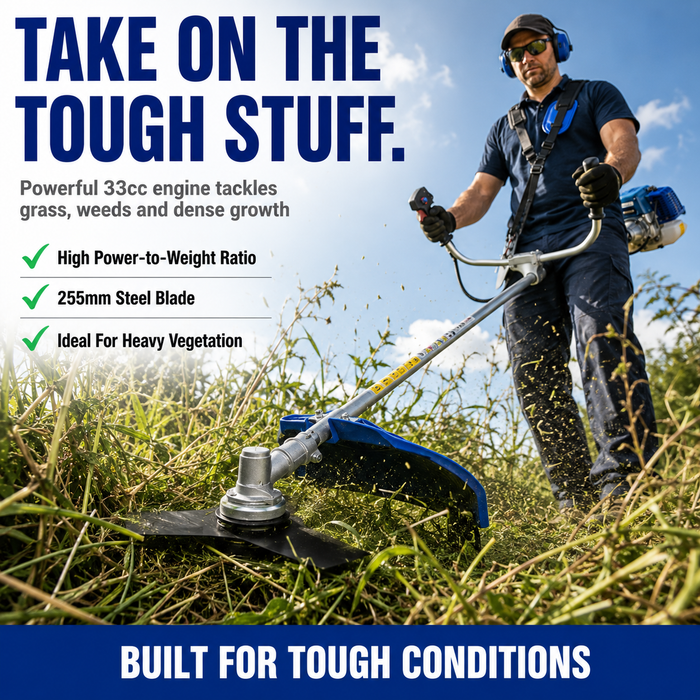 Hyundai 33cc Petrol Grass Trimmer / Brush Cutter – Lightweight, High Power, Easy Start, Harness Included