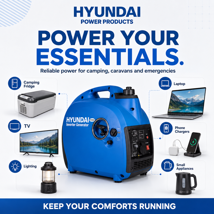 Hyundai 2000W Inverter Generator – Quiet, Portable Power for Camping & Home Backup