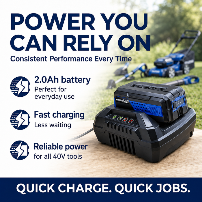 Hyundai 40V Lithium 2Ah Battery – Rechargeable Power Pack for Hyundai 40V Garden Tools