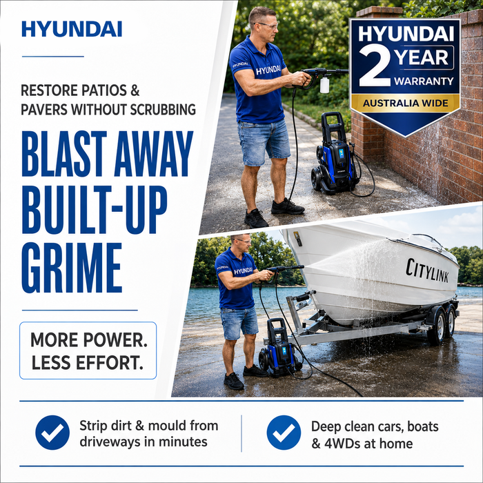 Hyundai 1595 PSI Electric Pressure Washer – 1500W, Patio Cleaner, Turbo Nozzle