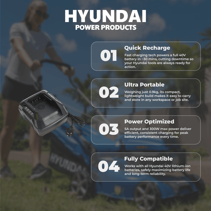 Hyundai 40V Battery Charger – Smart Charging for Hyundai 40V Lithium Power Packs - (2Ah HY40C2)