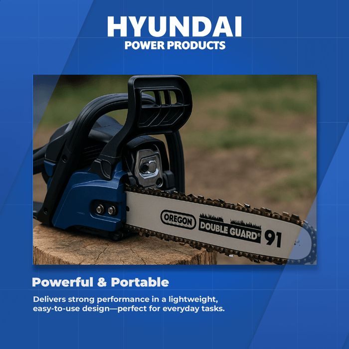 Hyundai 16" Petrol Chainsaw – 40cc 2-Stroke, Oregon Bar, Lightweight, Auto Chain Lube, Anti-Kickback Brake (HY4110)