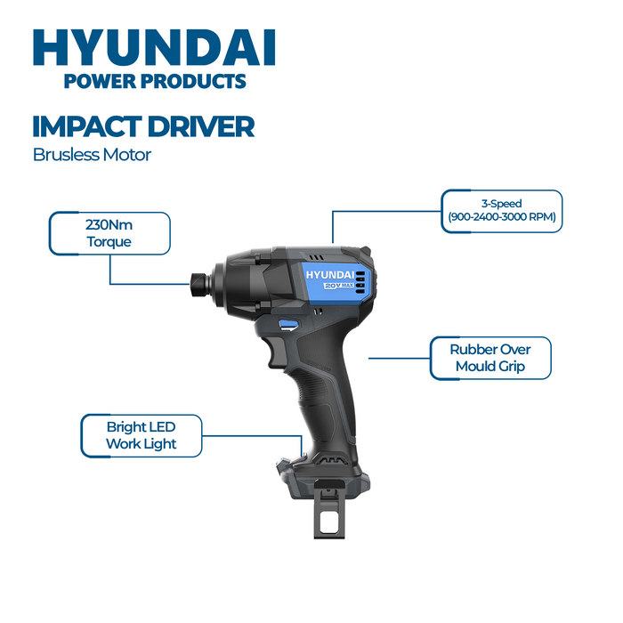 Hyundai Power 2 Piece Kit - Hammer Drill + Impact Driver + 2 x 2Amp Batteries and Charger ( HPK101 )