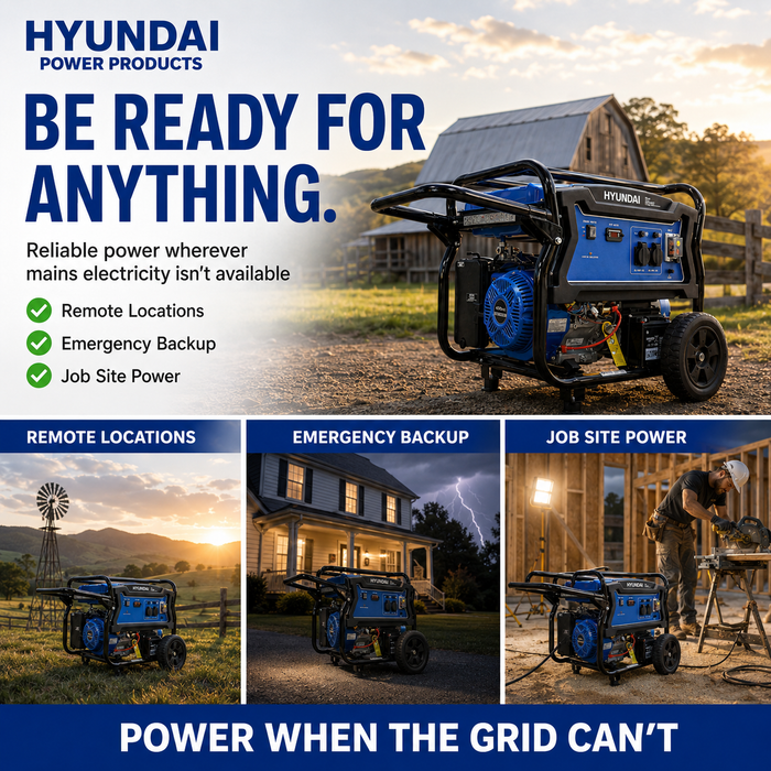 Hyundai 6.8 kVA Portable Petrol Generator — Heavy-Duty Power for Home, Site & Work