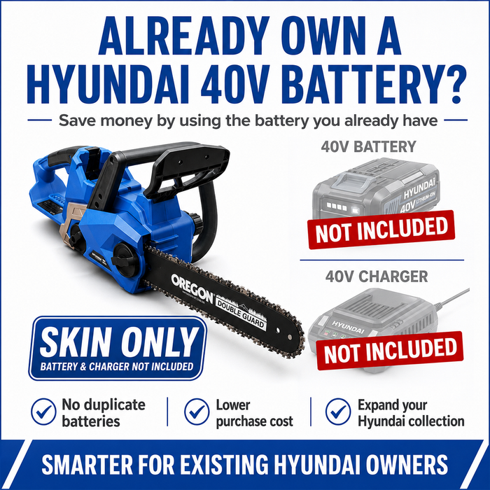 Hyundai 40V Battery Chain Saw - Cordless 14" Oregon Bar - Skin Only
