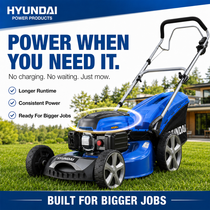 Hyundai 20" Petrol Lawn Mower – Self Propelled, 170cc OHV Engine, Steel Deck, Easy Start, Rear Wheel Drive