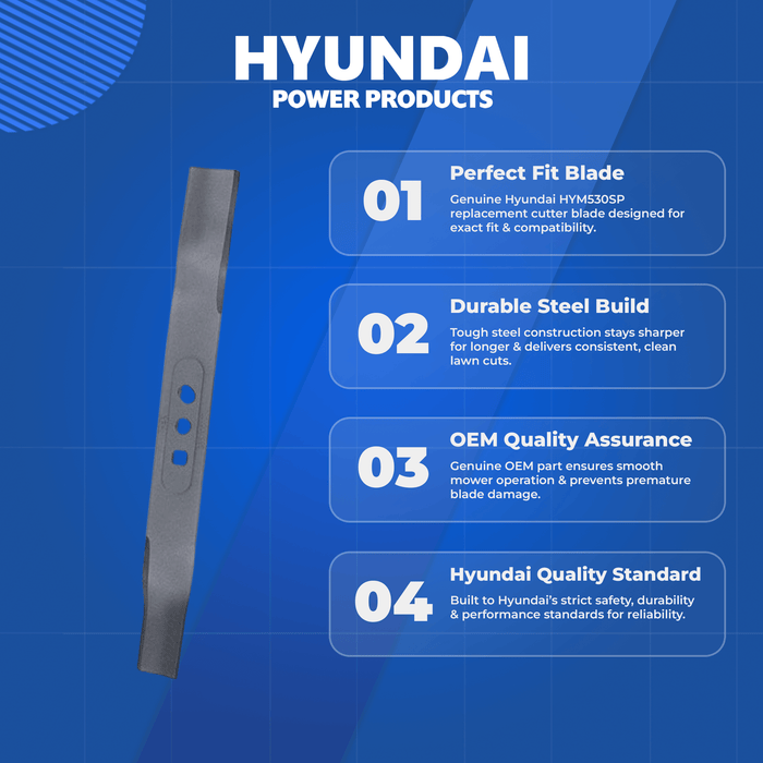Hyundai HYM530SP Lawnmower Replacement Cutter Blade – Genuine Tough Steel, Official Part