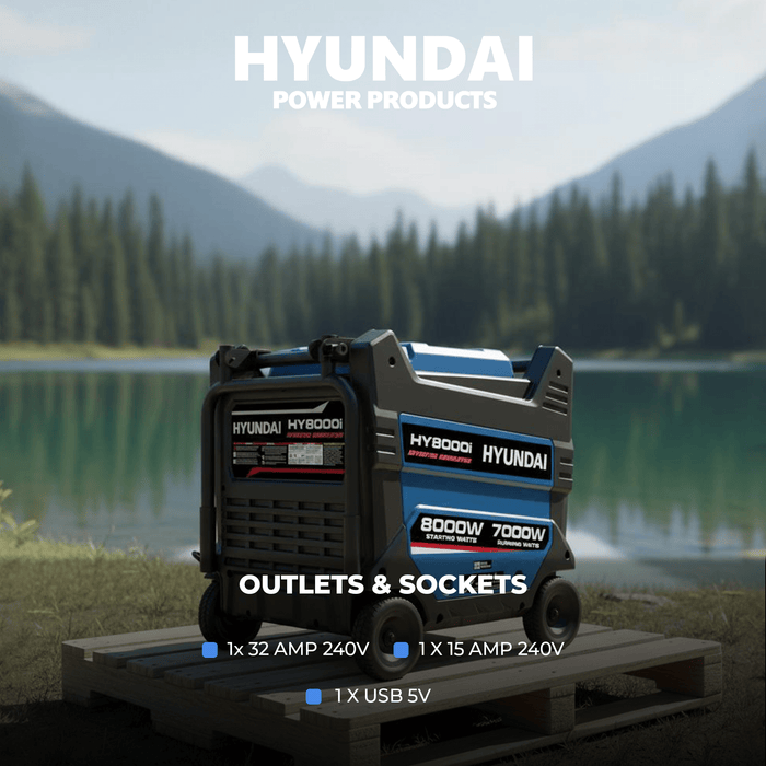 Hyundai 10 kVA Portable Inverter Generator — Heavy-Duty Portable Power, Anywhere - HY8000i