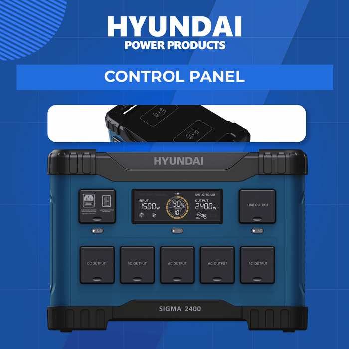 Hyundai 2400W Lithium Power Station – 2150Wh, LiFePO4, Solar/Car/USB Charging (HYPS2400)