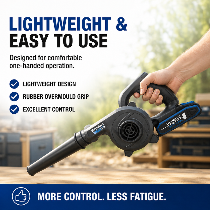 Hyundai 20V Cordless Workshop & Camping Blower + 2.0Ah Battery & Fast Charger