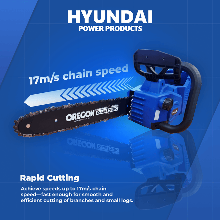 Hyundai 40V Battery Chainsaw Starter Kit – 14" Oregon Bar, 4Ah Battery + Charger, Safe & Eco-Friendly (HY40CS14)