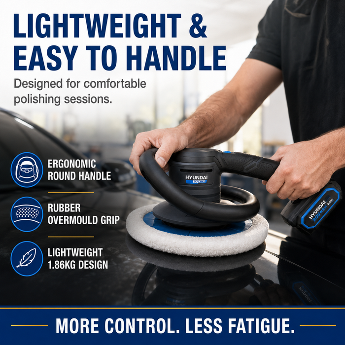 Hyundai 20V Cordless Random Orbital Buffer Polisher – 9.5" | Lightweight Design | Brushed Motor – Skin Only