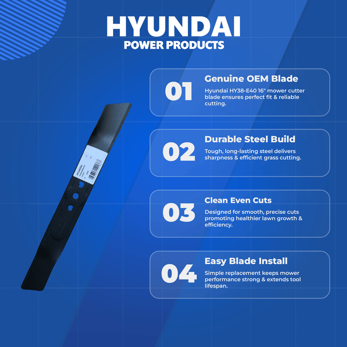 Genuine Replacement Cutter Blade for Hyundai HY38-E40 16" Mower – Durable & Precise Cutting