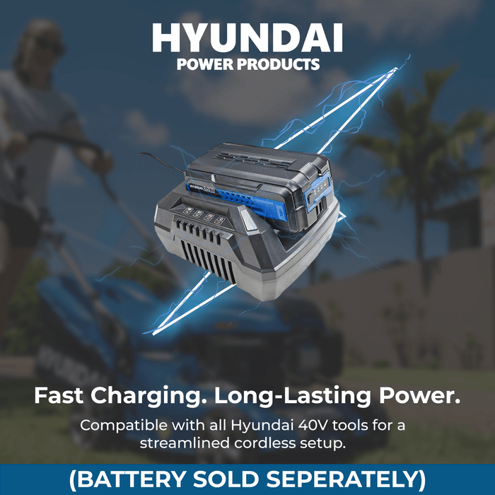 Hyundai 17" 40V Battery Lawn Mower – Steel Deck, 6-Stage Height Adjust, 45L Catcher, Lightweight & Durable - SKIN ONLY (HY42-E40(P))